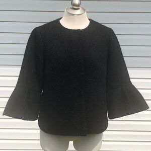 Talbots Black Coat Jacket with Bell Sleeves & Two Pockets - Size 12P